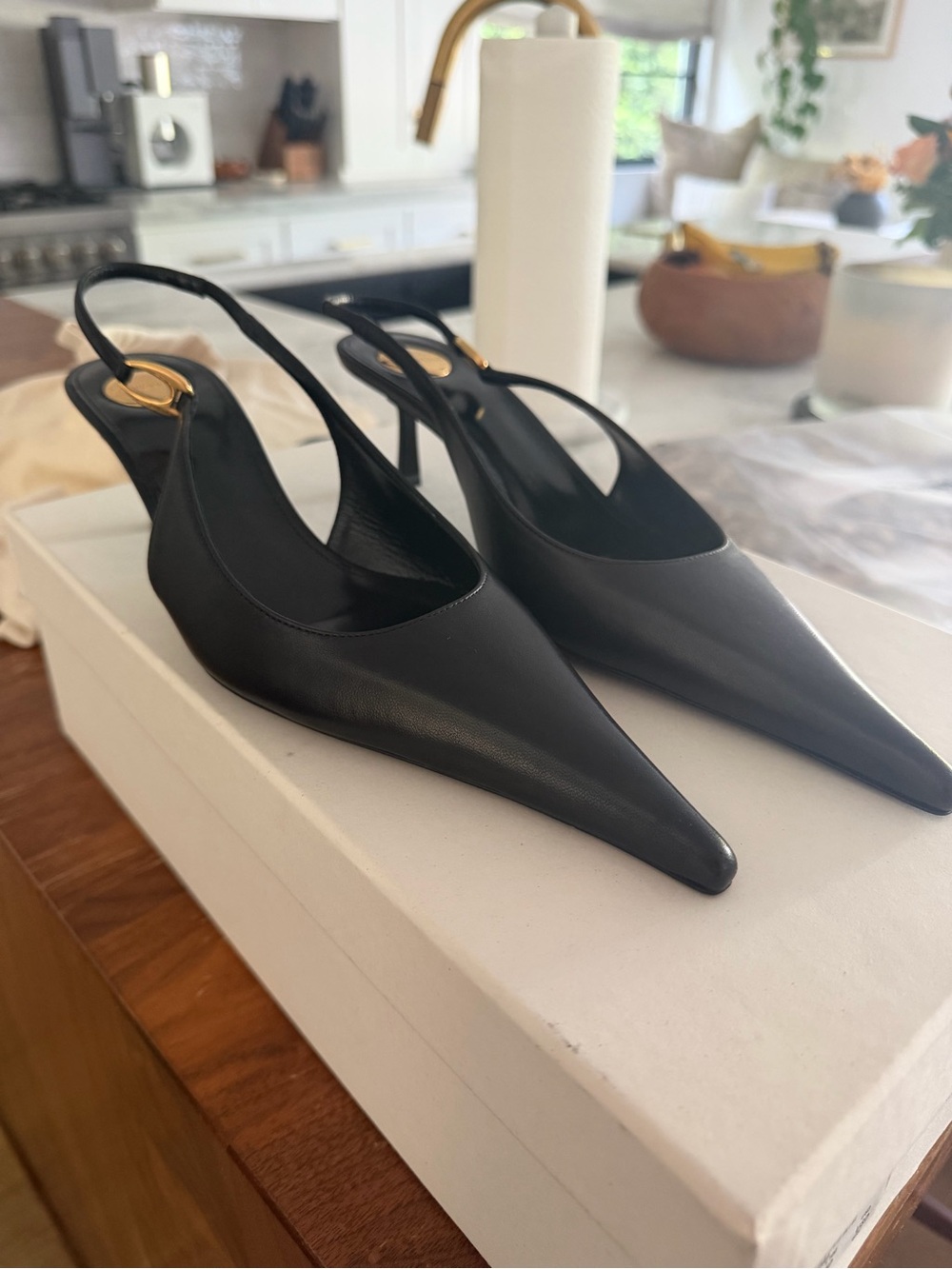 Saint Laurent Vendome Leather Slingback Pumps - Picture 5 of 6